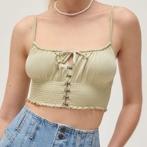 UO Esmeralda Smocked Bra Top